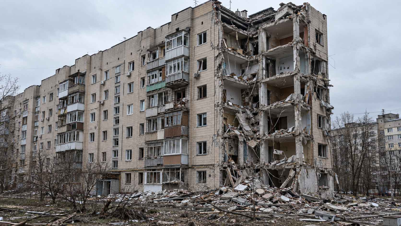 Пошкоджений обстрілом житловий будинок